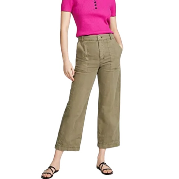 Free People Pants - Free People Sunday Skies Wide Leg Cropped Pants Olive Green NEW Size 10